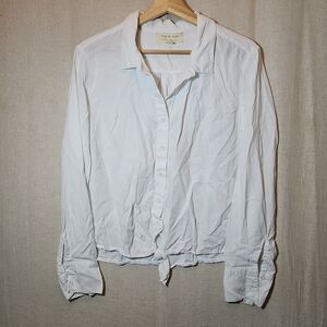 Cloth & Stone Womens White Button Up Tie Waist Casual Office Medium